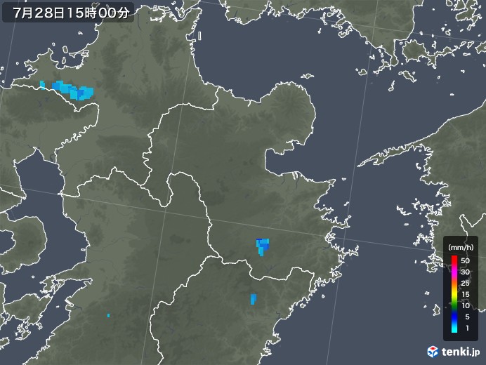 大分県の雨雲レーダー(2019年07月28日)