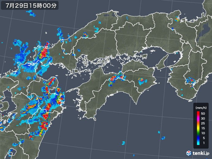 四国地方の雨雲レーダー(2019年07月29日)