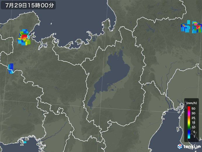 滋賀県の雨雲レーダー(2019年07月29日)