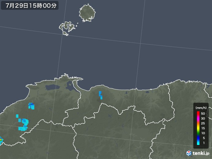 鳥取県の雨雲レーダー(2019年07月29日)