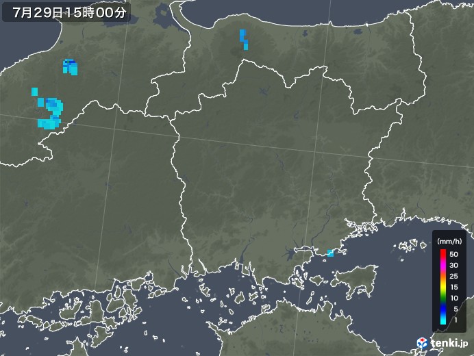 岡山県の雨雲レーダー(2019年07月29日)