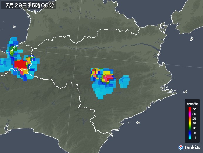 徳島県の雨雲レーダー(2019年07月29日)