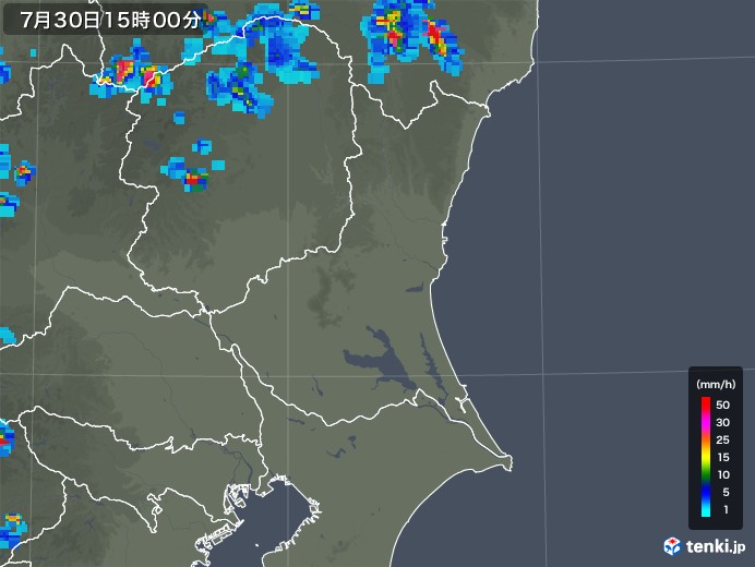 茨城県の雨雲レーダー(2019年07月30日)