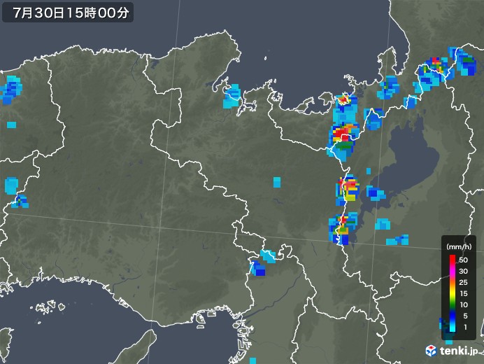 京都府の雨雲レーダー(2019年07月30日)