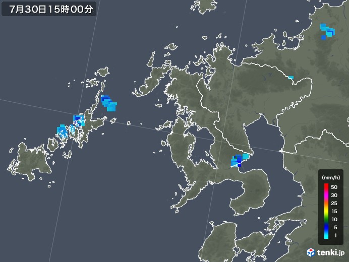 長崎県の雨雲レーダー(2019年07月30日)
