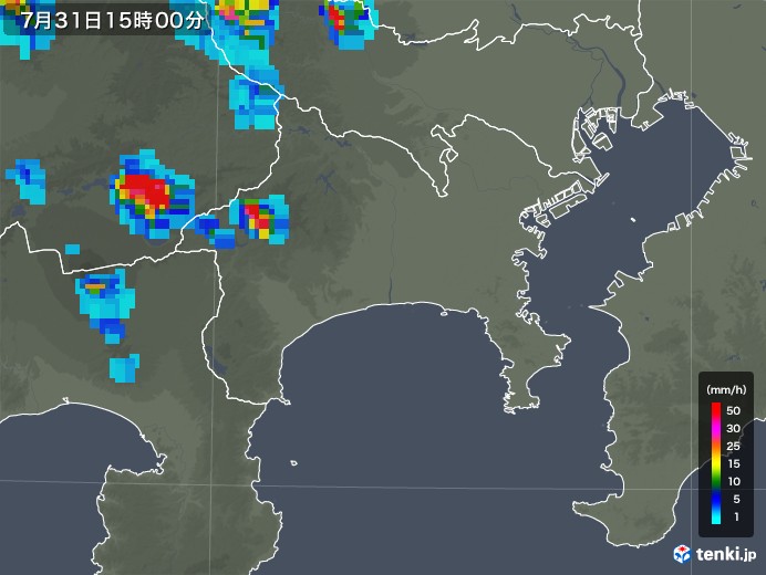 神奈川県の雨雲レーダー(2019年07月31日)