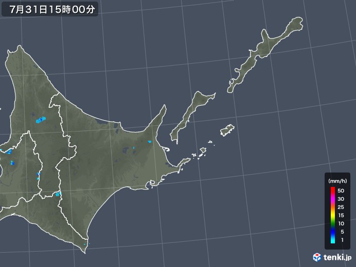 道東の雨雲レーダー(2019年07月31日)