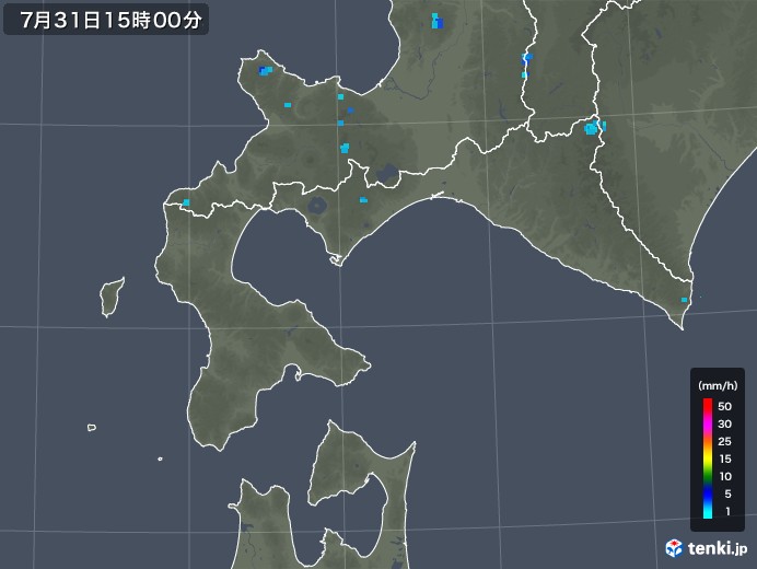 道南の雨雲レーダー(2019年07月31日)