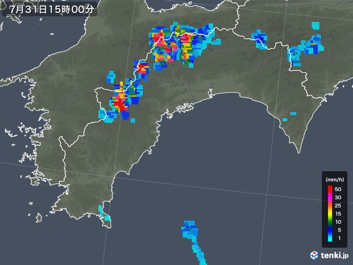 高知県の雨雲レーダー(2019年07月31日)