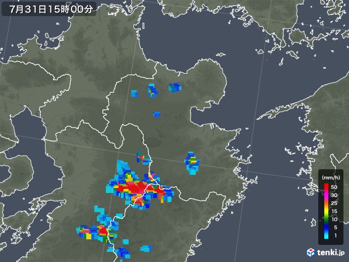 大分県の雨雲レーダー(2019年07月31日)