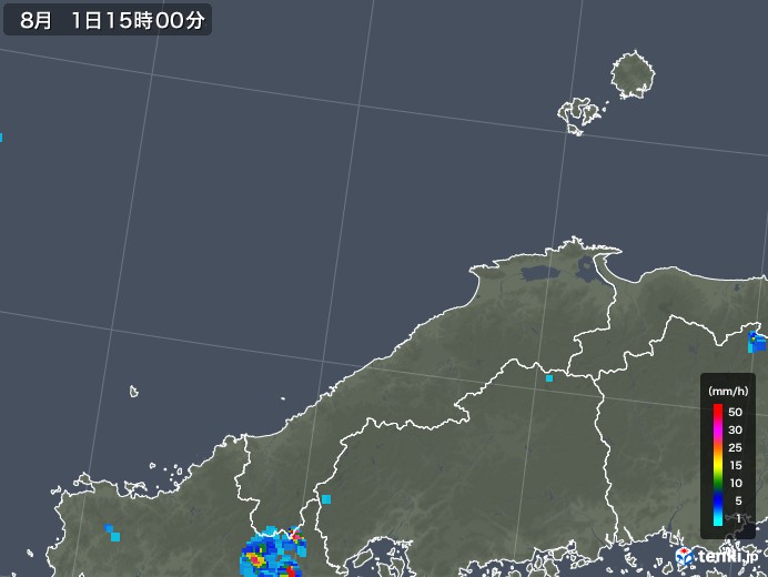 島根県の雨雲レーダー(2019年08月01日)