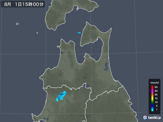 青森県の雨雲レーダー(2019年08月01日)