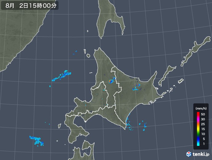 北海道地方の雨雲レーダー(2019年08月02日)