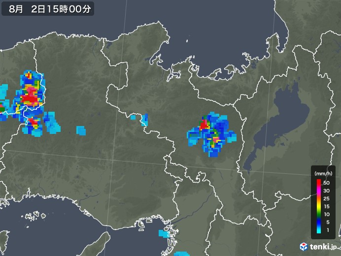 京都府の雨雲レーダー(2019年08月02日)