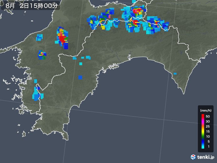 高知県の雨雲レーダー(2019年08月02日)