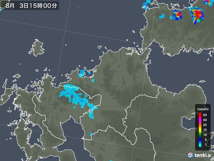 福岡県の雨雲レーダー(2019年08月03日)