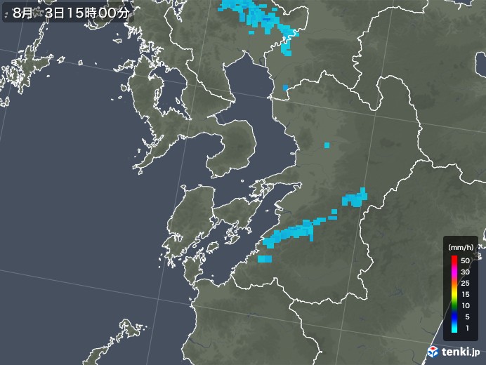 熊本県の雨雲レーダー(2019年08月03日)