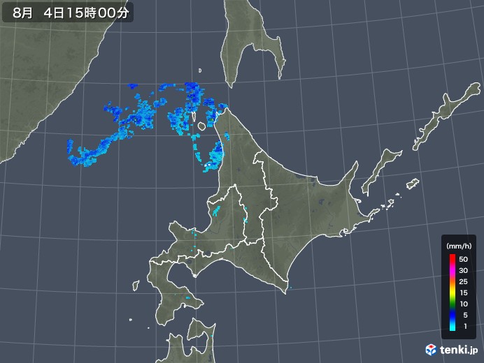 北海道地方の雨雲レーダー(2019年08月04日)