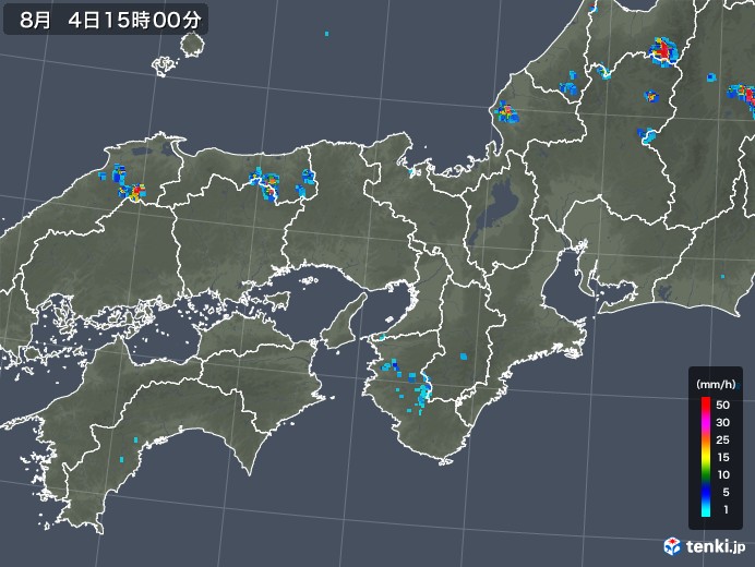 近畿地方の雨雲レーダー(2019年08月04日)