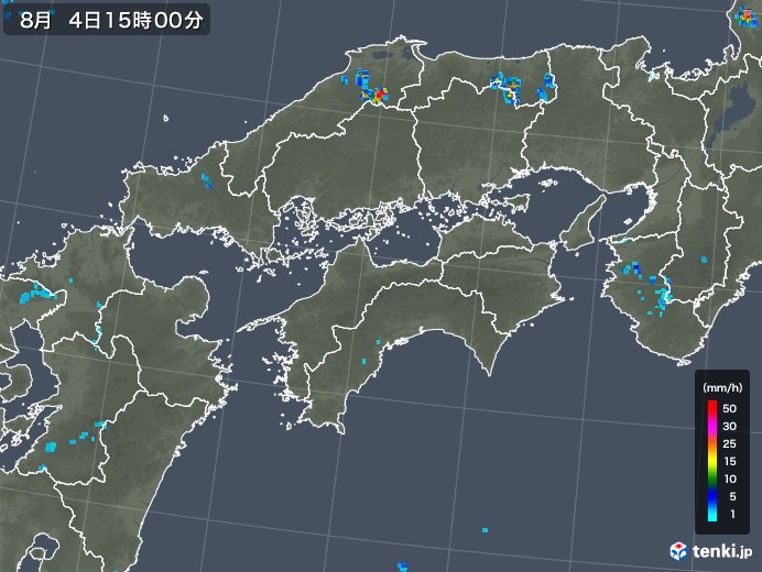 四国地方の雨雲レーダー(2019年08月04日)