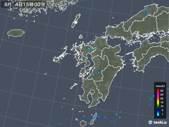 九州地方の雨雲レーダー(2019年08月04日)