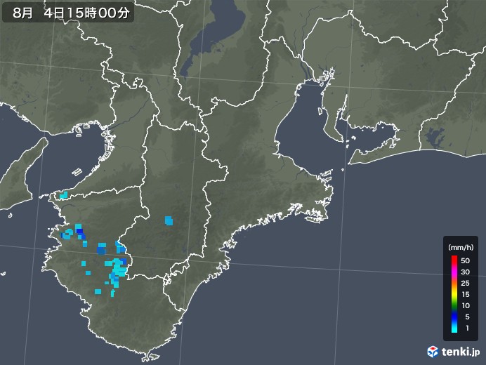 三重県の雨雲レーダー(2019年08月04日)