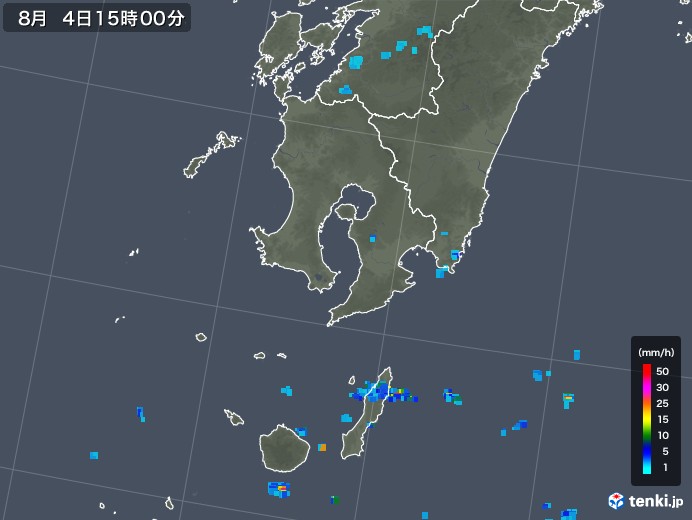 鹿児島県の雨雲レーダー(2019年08月04日)