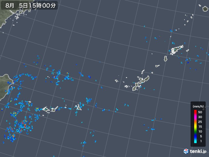 沖縄地方の雨雲レーダー(2019年08月05日)
