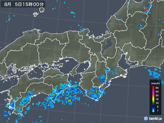 近畿地方の雨雲レーダー(2019年08月05日)