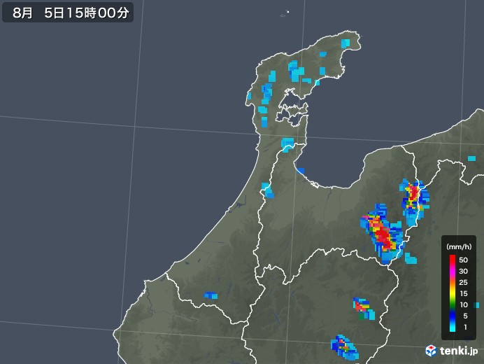 石川県の雨雲レーダー(2019年08月05日)