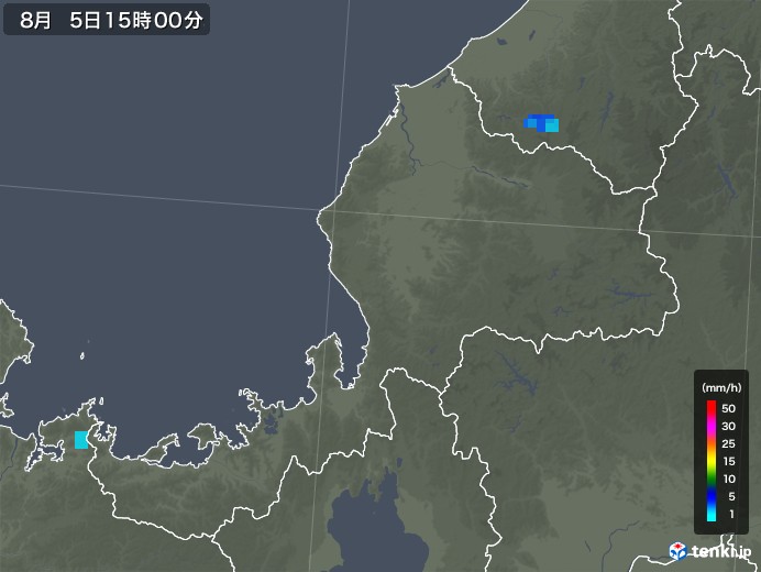 福井県の雨雲レーダー(2019年08月05日)