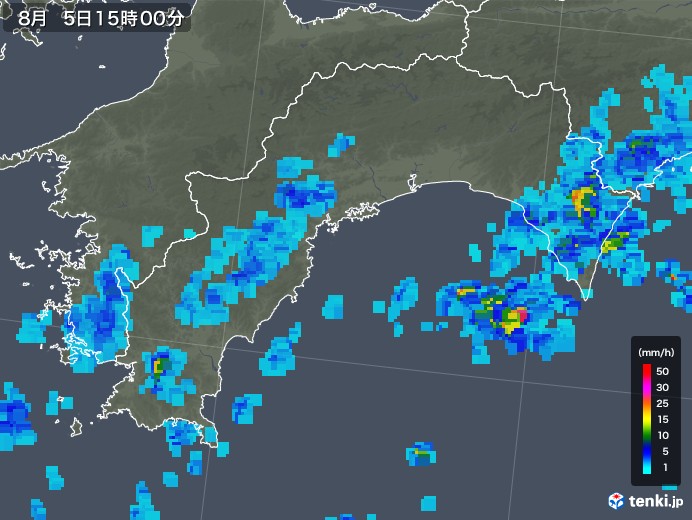 高知県の雨雲レーダー(2019年08月05日)