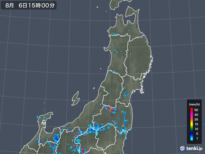 東北地方の雨雲レーダー(2019年08月06日)