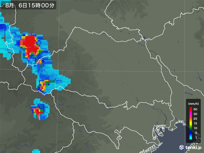 埼玉県の雨雲レーダー(2019年08月06日)