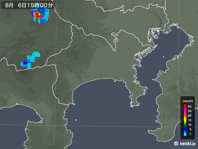 神奈川県の雨雲レーダー(2019年08月06日)