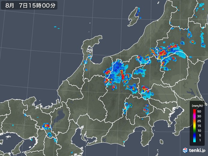 北陸地方の雨雲レーダー(2019年08月07日)
