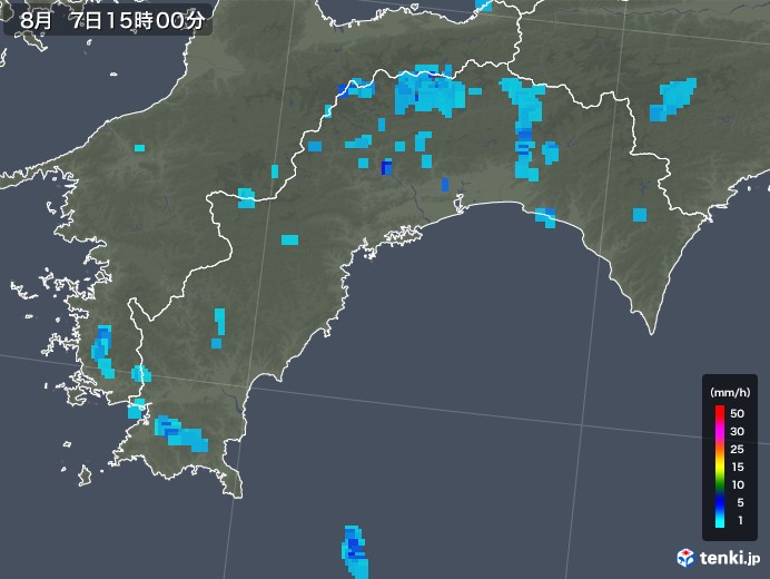 高知県の雨雲レーダー(2019年08月07日)
