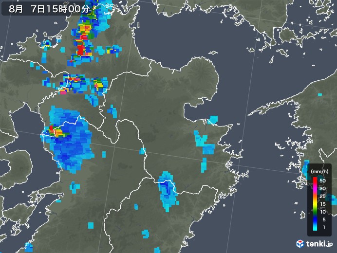 大分県の雨雲レーダー(2019年08月07日)