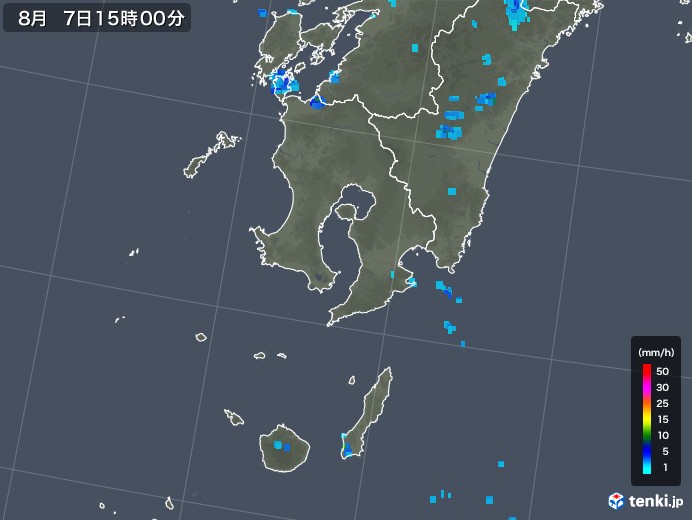 鹿児島県の雨雲レーダー(2019年08月07日)