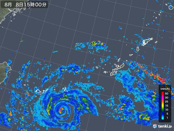 沖縄地方の雨雲レーダー(2019年08月08日)