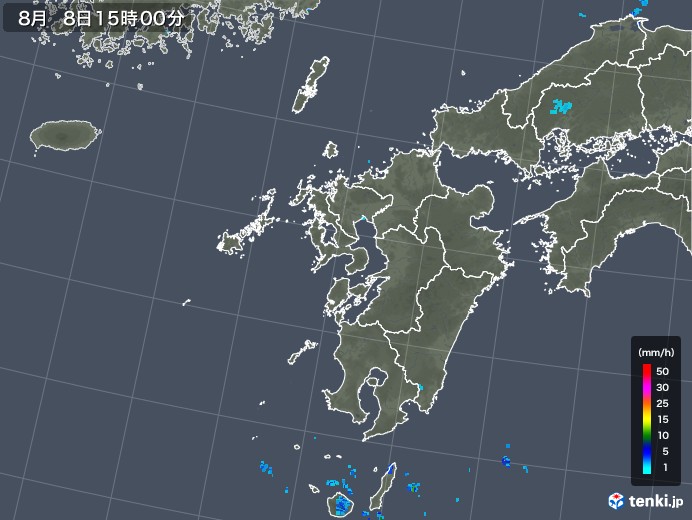 九州地方の雨雲レーダー(2019年08月08日)