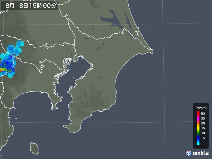 千葉県の雨雲レーダー(2019年08月08日)
