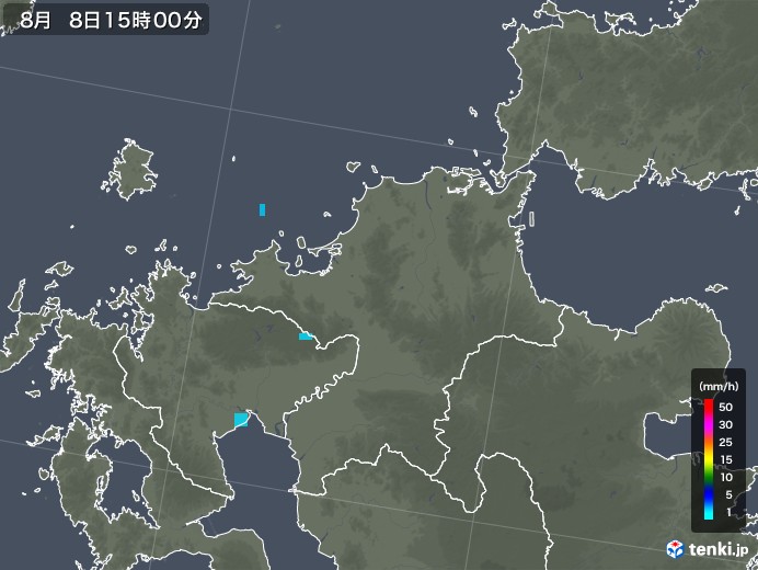 福岡県の雨雲レーダー(2019年08月08日)