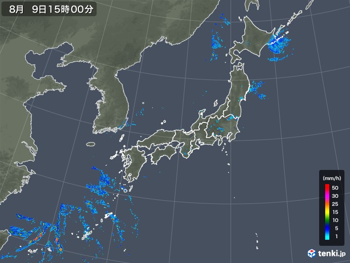 雨雲レーダー(2019年08月09日)