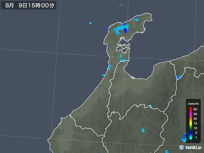 石川県の雨雲レーダー(2019年08月09日)