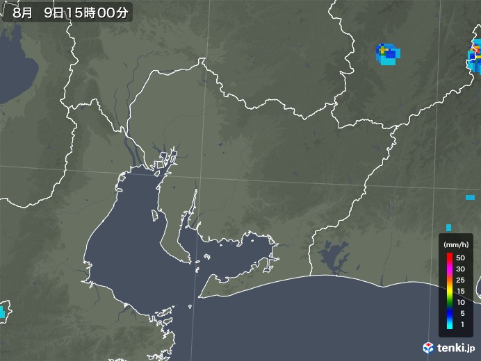 愛知県の雨雲レーダー(2019年08月09日)