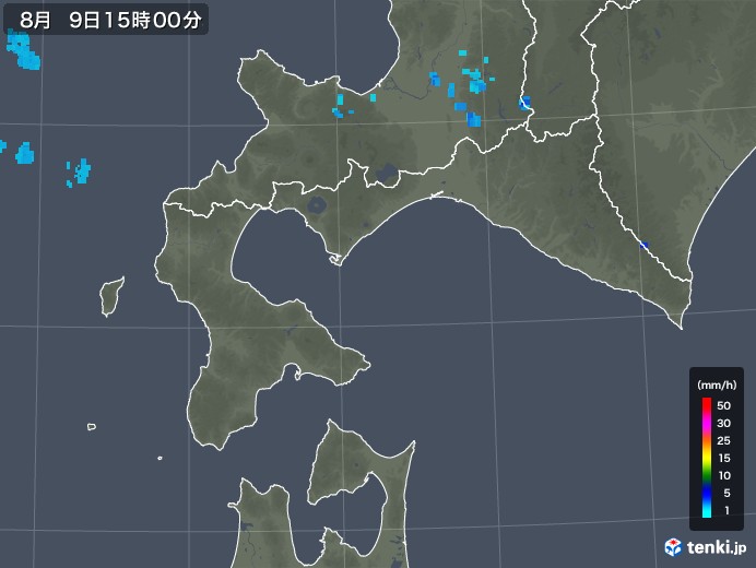 道南の雨雲レーダー(2019年08月09日)