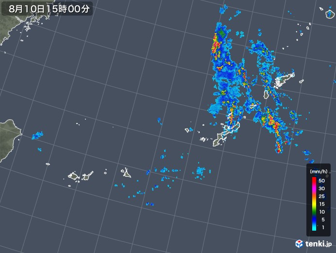 沖縄地方の雨雲レーダー(2019年08月10日)