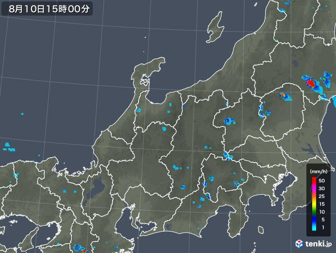 北陸地方の雨雲レーダー(2019年08月10日)