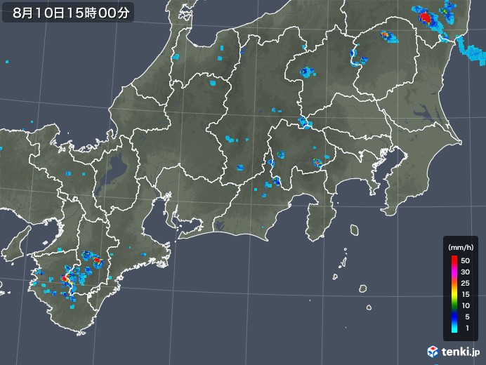 東海地方の雨雲レーダー(2019年08月10日)